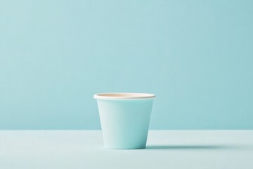 Creative minimalist coffee cup on soft blue background product photography studio environment aesthetic design