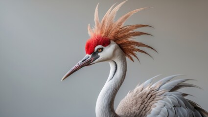 Obraz premium Crested Crane in Profile