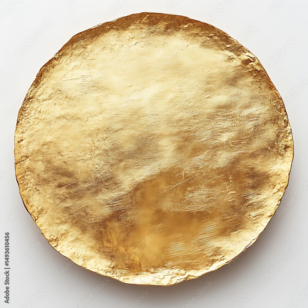 Poster glimmering golden disc of abstract texture and color, captivating background with shiny metallic eff