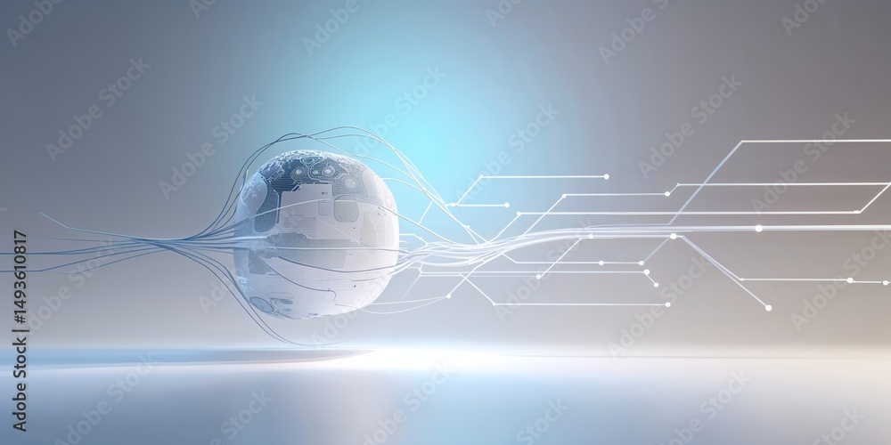 Poster digital globe with network connections representing technological advancement in a futuristic settin