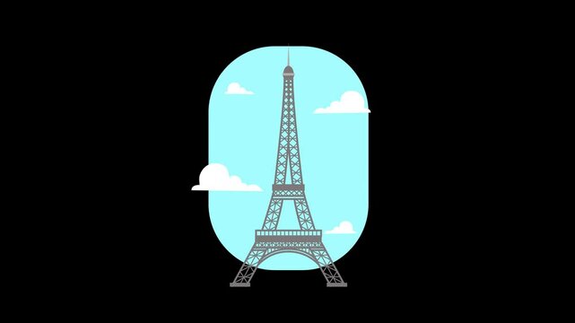 the eiffel tower in paris motion graphic 
