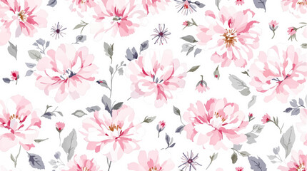 Seamless floral pattern watercolor, Pink watercolor flowers background	