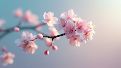 Cherry blossom branches adorned with delicate pink flowers during a calm spring day