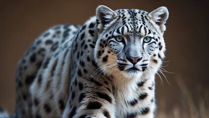 Fototapeta premium Gorgeous snow leopard - an endangered feline in the world