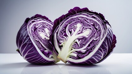 Obraz premium Cross-section view of cabbage on a white surface