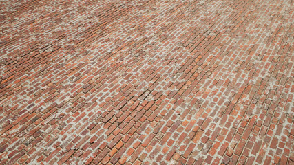 Concept or conceptual vintage or grungy brown background of brick texture floor as a retro pattern layout. A 3d illustration for construction, architecture, urban and interior design