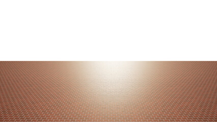 Concept or conceptual vintage or grungy brown background of brick texture floor and a white wall as a retro pattern layout. A 3d illustration for construction, architecture, urban and interior design