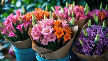 Bountiful Bouquets of Freshly Cut Beautiful Colorful Freesia Flowers