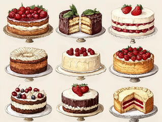 A collection of vintage food clip art, highlighting classic designs and illustrations