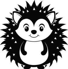 Cute hedgehog silhouette,  cartoon vector