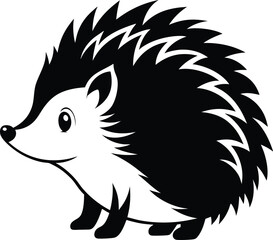 Cute hedgehog silhouette,  cartoon vector