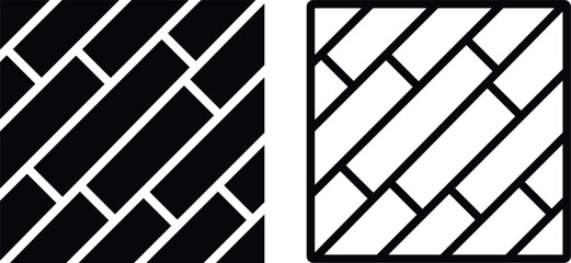 floor icon set. a black and white icon of a black and white pattern. parquet floor vector icon