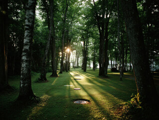 Obraz premium A picturesque view of a disc golf course in nature