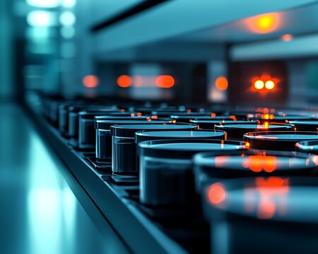 Modern lab equipment,  circular containers