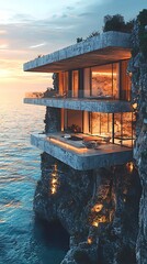 Cliffside home retreat with peaceful vibes high resolution picture