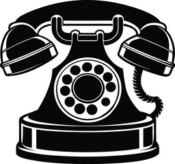 Classic phone  silhouette, phone icon on white background