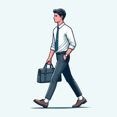 a boss is walking while carrying a bag