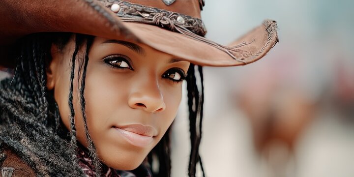 african american female rodeo with black woman cowgirl in arena on horseback