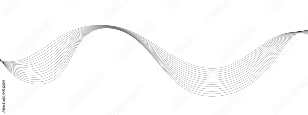 Poster abstract design featuring flowing gray lines against a clean white backdrop. the wavy pattern create