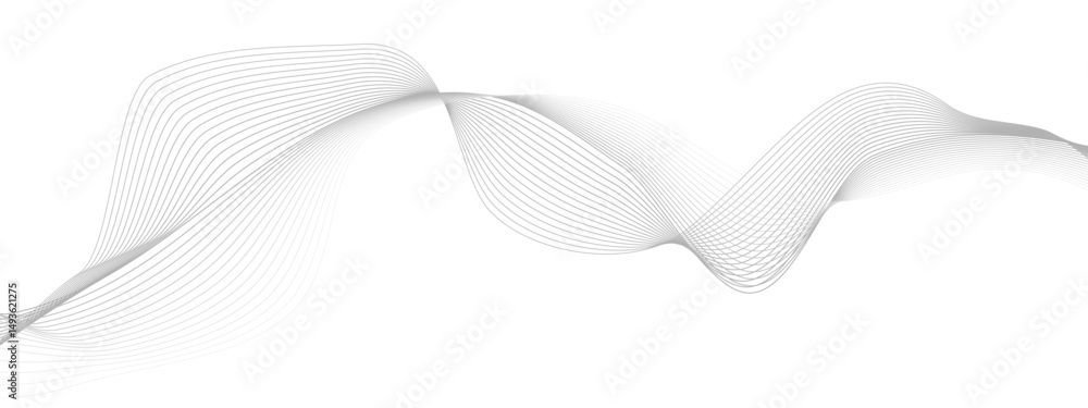 Poster abstract design featuring flowing gray lines against a clean white backdrop. the wavy pattern create