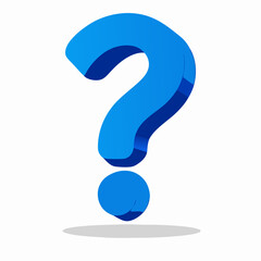 3D Blue Question Mark Icon, Help Symbol, FAQ