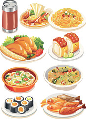 Minimalist traditional food icon set perfect for menus, apps, and cultural food guides.