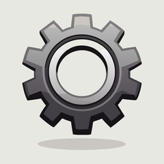 Grey Metallic Gear Cogwheel Icon Illustration