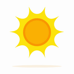 Simple Yellow Sun Icon, Summer Weather Symbol, Bright Sunny Day Graphic