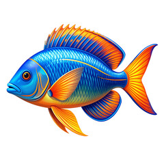 Fototapeta premium Untitled design - “Stylized Marine Fish with Gradient Colors, White Background PNG.And transparent the background.