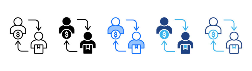 Business To Consumer Icon Set With Multiple Style Collection 