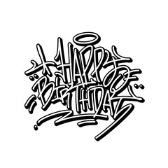 happy birthday greetings in graffiti style