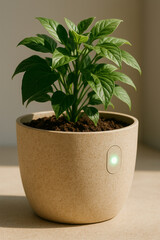 Obraz premium Smart Eco-Friendly Plant Pot Sensor Close-Up