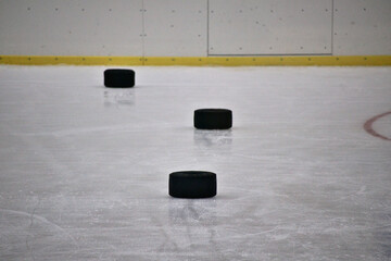Ice hockey training on ice