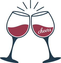 Cheers Clinking Wine Glasses Vector Illustration 2