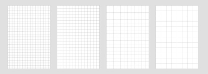 Set of white grid paper background.  Blueprint base, 
notebook sheets, paper for school notes. Background with square grid
