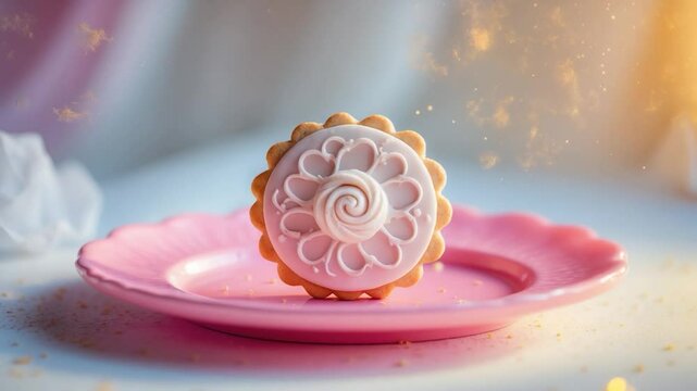 Pink platter with cookies
