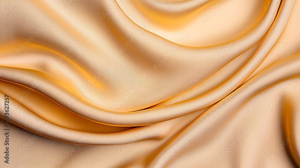 Poster elegant folds of golden fabric creating a smooth, flowing texture ideal for backgrounds and textile 