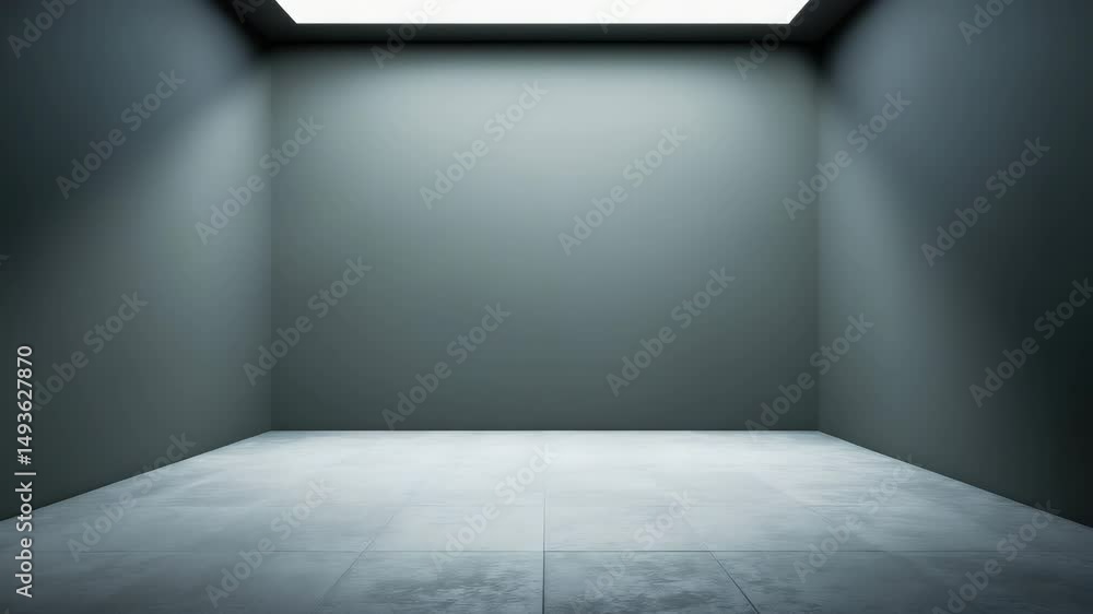 Poster perspective of a dark studio with soft lighting ideal for product and text display