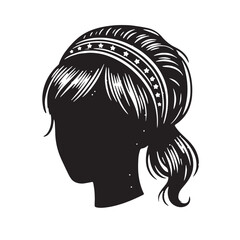 Black Color Headband Silhouette Vector Illustration, Solid White Background. minimal vector design