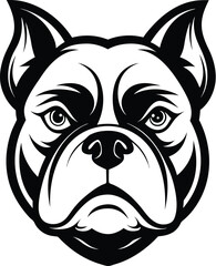 Bulldog head silhouette, Bulldog portrait, black vector icon