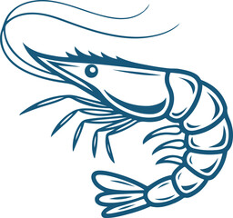 Shrimp Outline Vector Illustration for Seafood Design