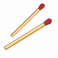 Two Wooden Matches with Red Tips, Close-up