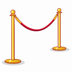 Gold Stanchions with Red Rope Barrier - VIP Entrance