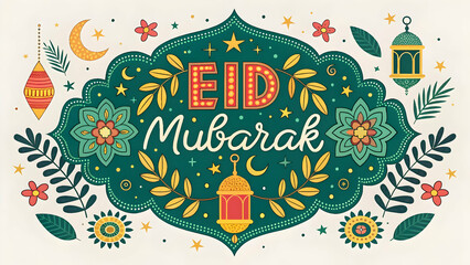Obraz premium Eid mubarak greetings banners, card, typography Islamic culture design vector illustration 