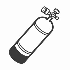 Scuba Diving Tank Icon: Black and White Illustration