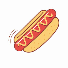 Delicious Hot Dog with Mustard Cartoon Illustration