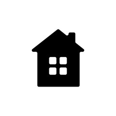 Black button icon house with window
