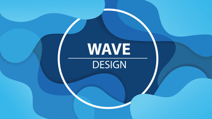 Circle frame design with blue gradient wavy lines background layered overlay for business cards, brochures and posters. © 100yDesign
