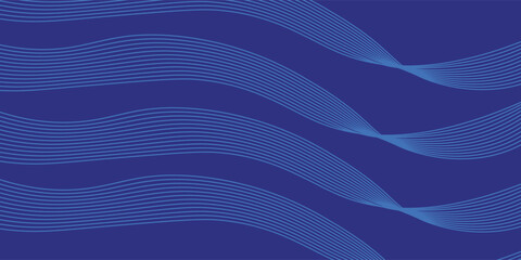 Latar belakang spanduk horizontal abstrak biru tua modern dengan garis geometris bercahaya. Pola garis bulat diagonal biru mengkilap. Konsep futuristik. Cocok untuk sampul, brosur, presentasi, selebar