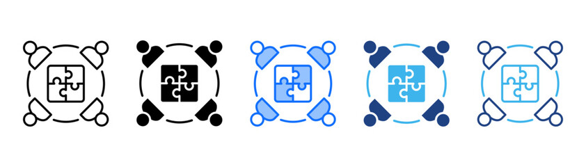 Team Building Icon Set With Multiple Style Collection 